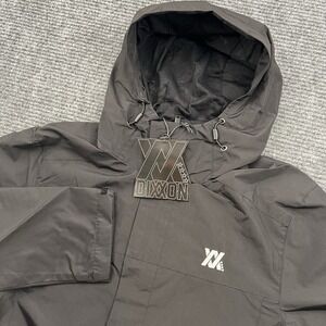 Dixxon XX Tech Jacket Men's Medium Black‎ Full Zip Hooded Windbreaker Logo NWT